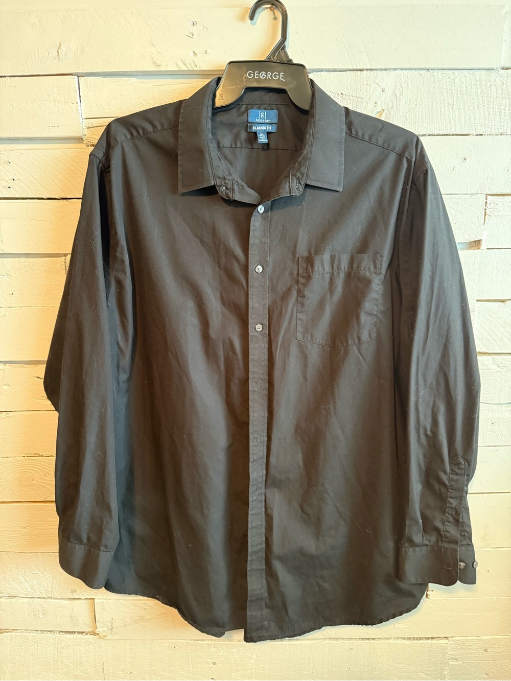 George Black Long-Sleeve Button-Up Dress Shirt
